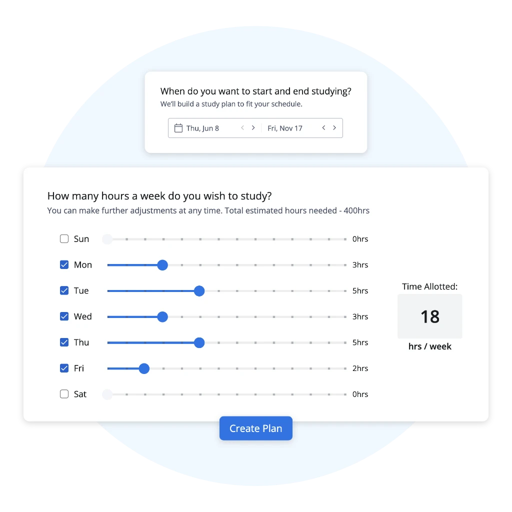 Study Planner feature to build your own custom schedule