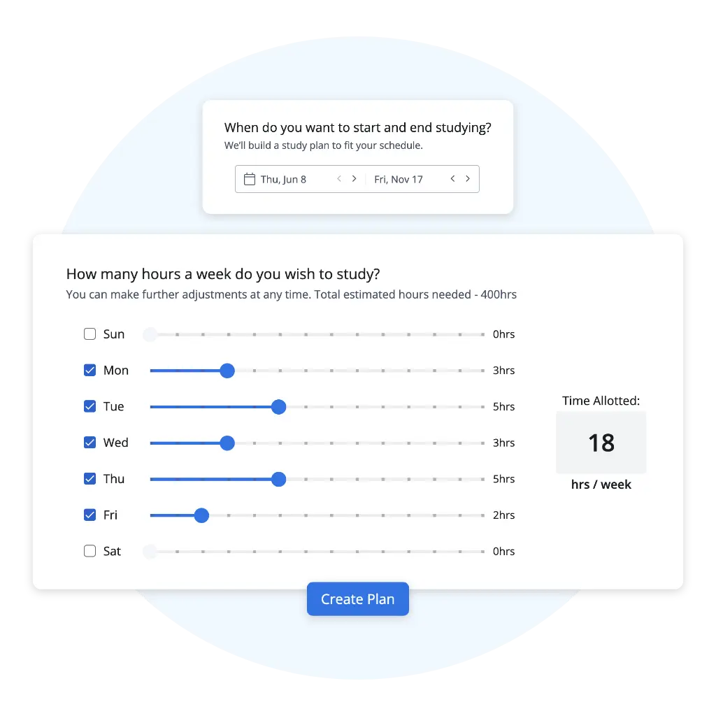 Study Planner feature to build your own custom schedule